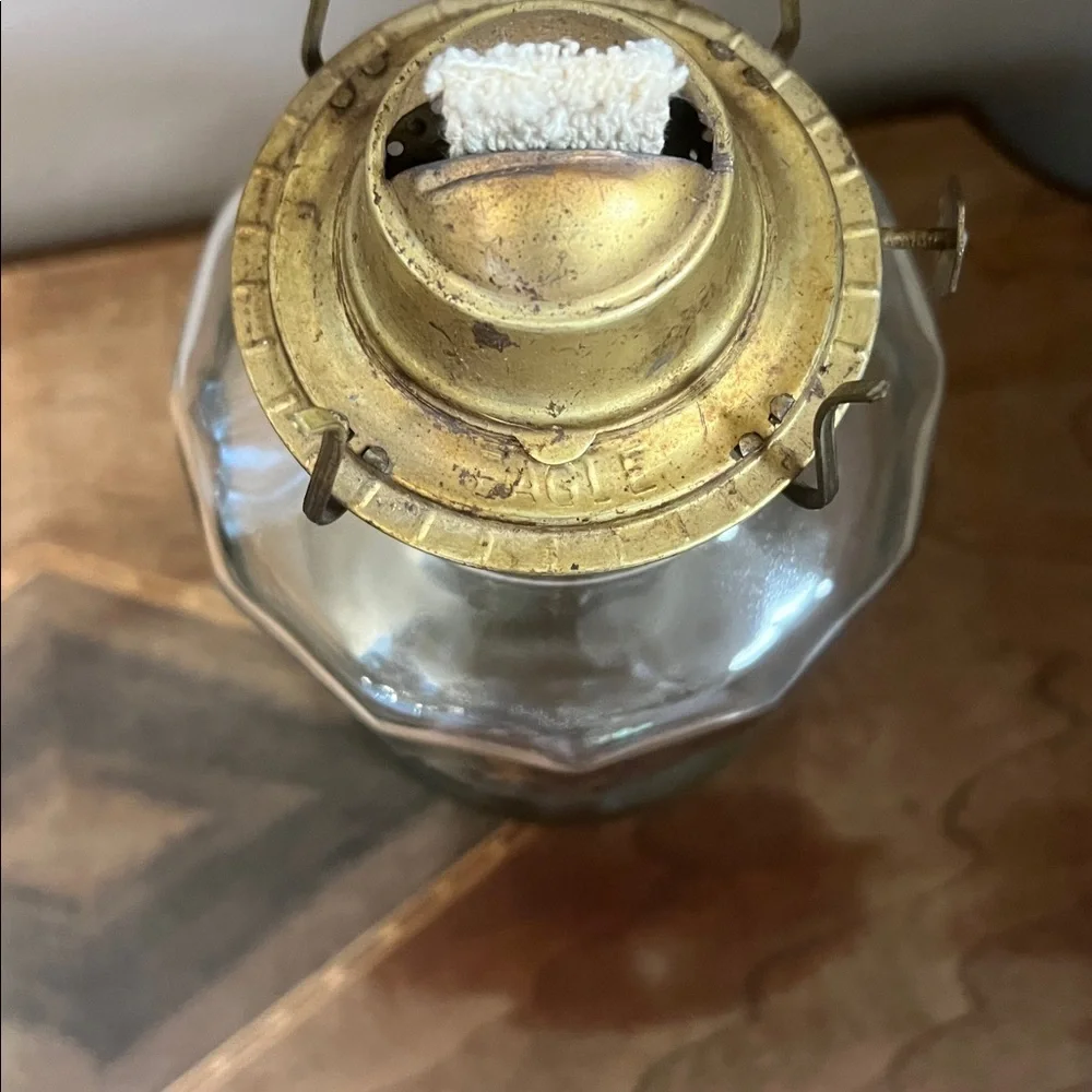 Vintage glass hurricane oil lamp